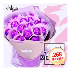 可味玫瑰花巧克力花束19朵送女友520表白創(chuàng)意禮物零食