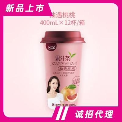 沃爾旺杯裝果汁茶飲料柚遇桃桃400ml×12杯