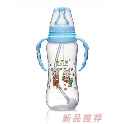 小孩國標口自動弧形PP安全奶瓶藍色300ML