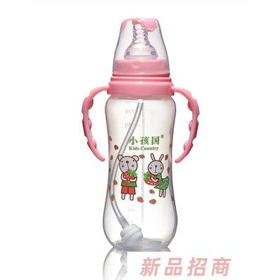 小孩國標口自動弧形PP安全奶瓶粉色300ML