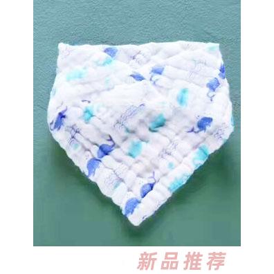 淘貝貓六層水洗紗布三角巾-藍(lán)色圖案