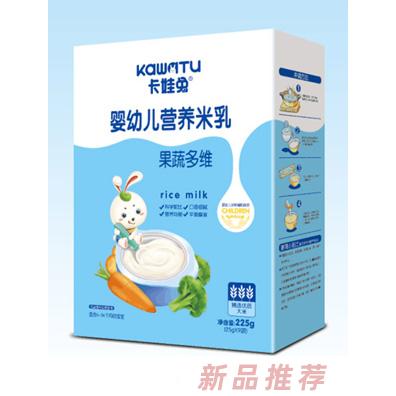 卡娃兔果蔬多維核桃蓮子鐵鋅鈣益生元多種口味嬰幼兒營養(yǎng)米乳盒裝225g