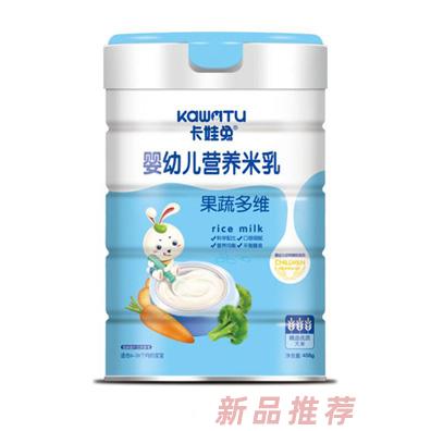 卡娃兔果蔬多維核桃蓮子鐵鋅鈣益生元多種口味嬰幼兒營養(yǎng)米乳罐裝
