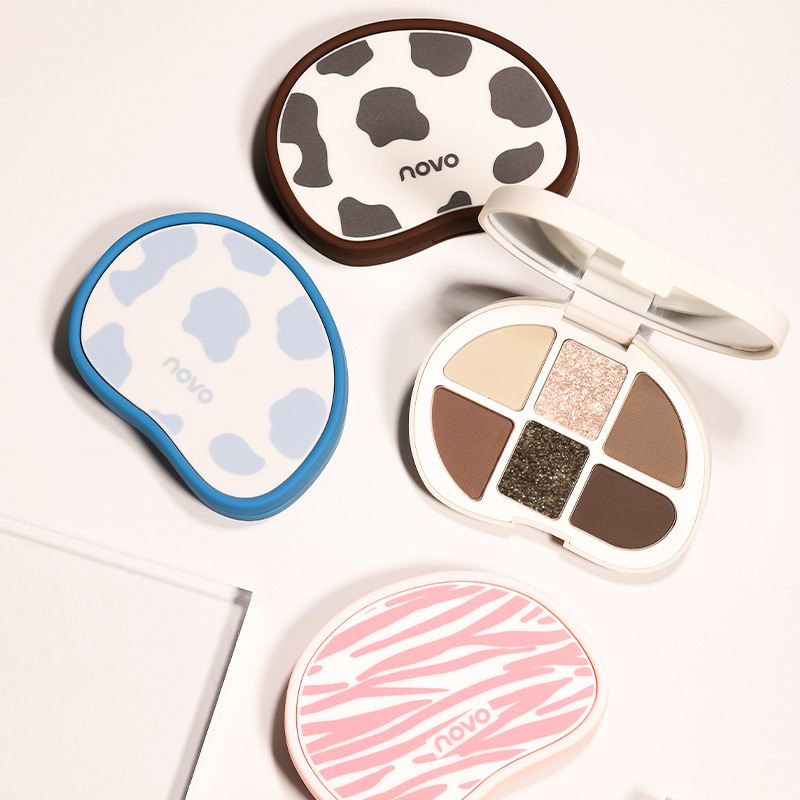 NOVO趣致玩味六色眼影啞光珠光細(xì)閃臥蠶提亮日常大地色平價(jià)眼影盤OEM代加工