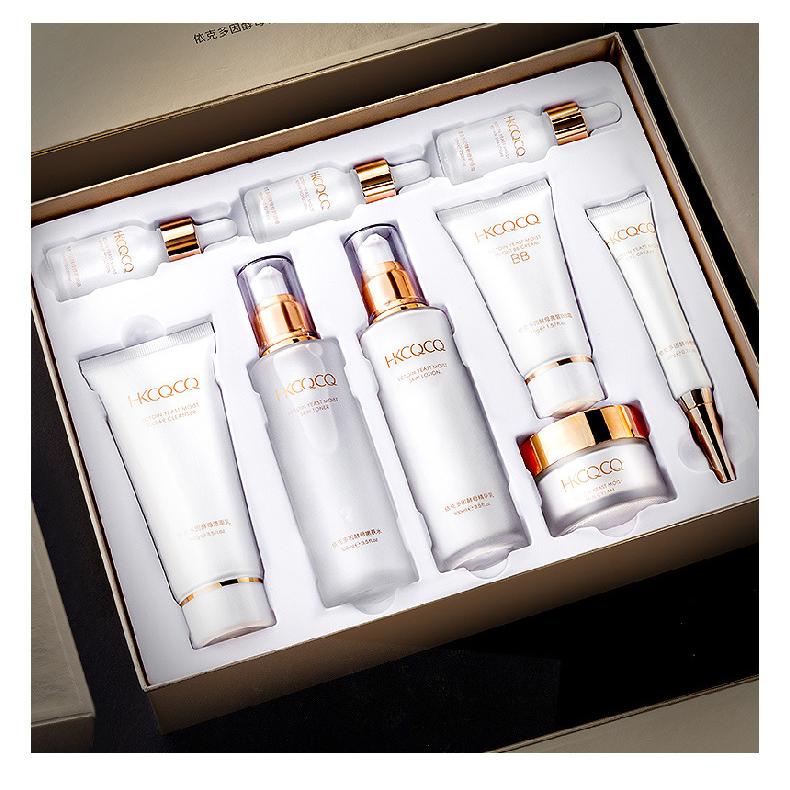 HKCQCQ依克多因酵母精華嫩膚修護(hù)九件套保濕補水護(hù)膚套盒廠家批發(fā)OEM代加工