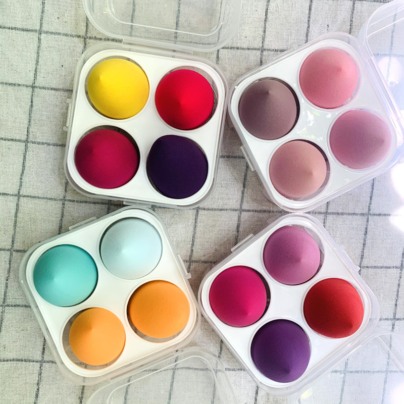 個(gè)裝雞蛋盒裝彩妝蛋超軟不吃粉四格盒裝美妝蛋OEM代加工