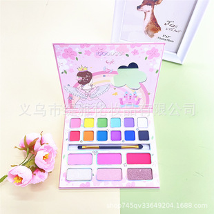 可愛公主城堡18色珠光啞光高光腮紅多功能眼影盤彩妝oem代加工