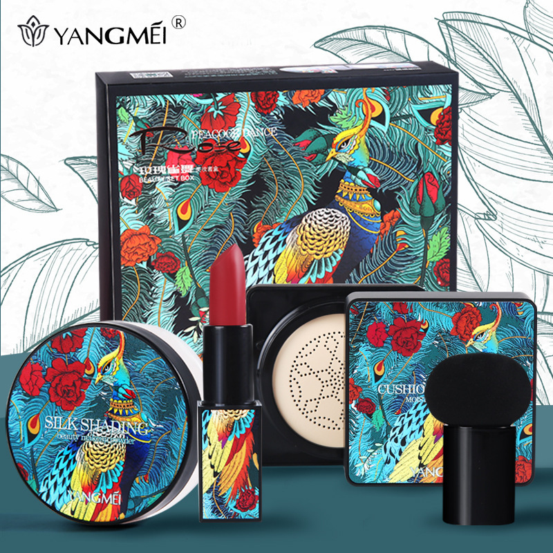 美妝套盒氣墊霜口紅散粉蘑菇頭粉撲套裝OEM代加工