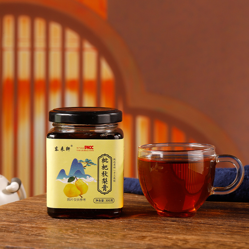 枇杷秋梨膏300克 雪梨膏蜂蜜梨膏膏滋制訂枇杷膏工廠代發(fā)東來(lái)軒OEM代加工